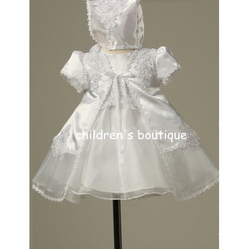 Christening Gown With Satin and Organza Robe