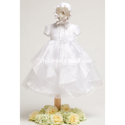Christening Gown With Organza Ruffled Layers