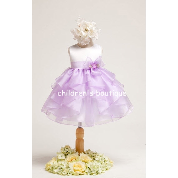 Organza Petal Baby Fancy Dress-White/Lilac