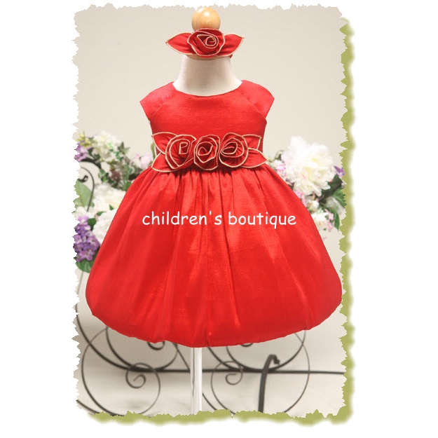 Taffeta Baby Fancy Dress With Metallic Rose Accents