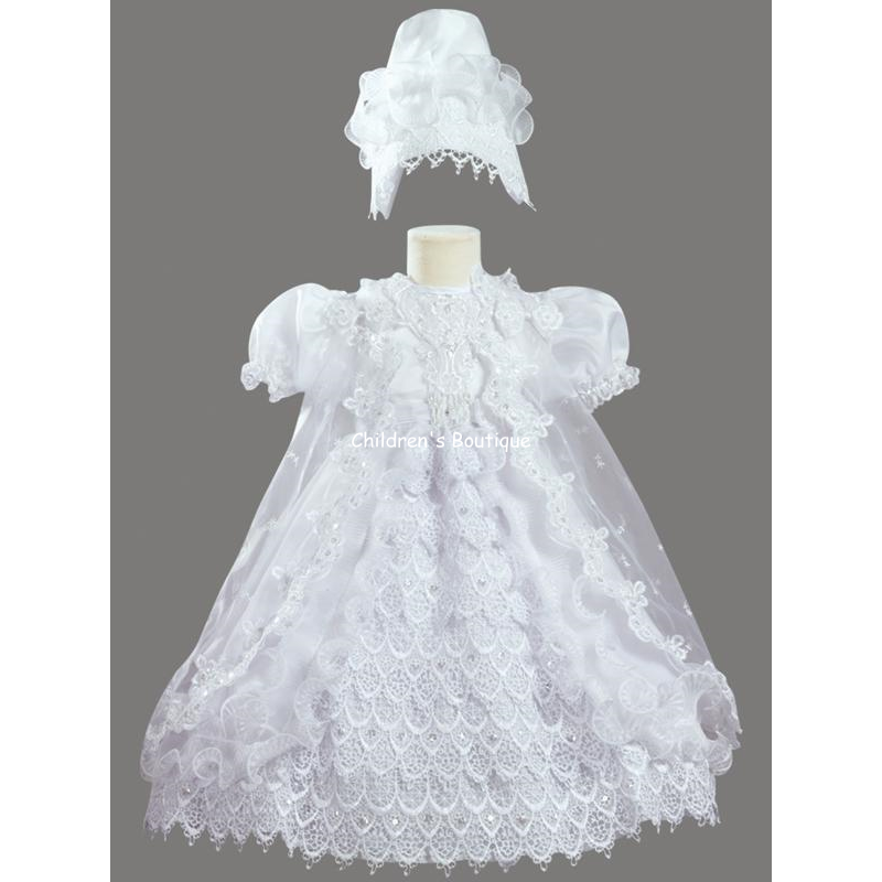 Ruffled Baptism Gown with Cape