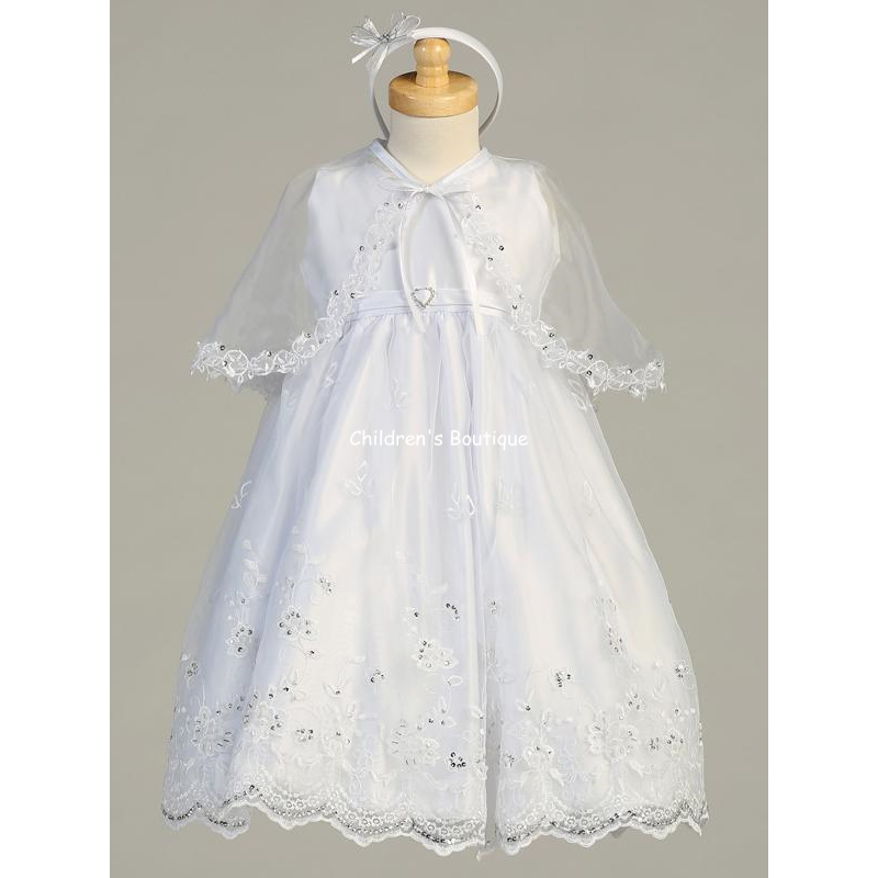 Crystal Accented Organza Baptism Gown