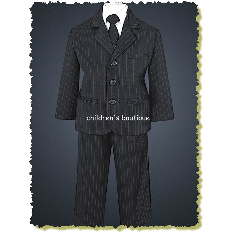 Black Pin-Striped Suit With Black Pin-Striped Tie.
