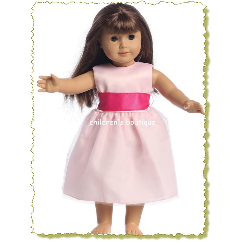 "Penny" Pink Satin Doll Flower Girl Dress