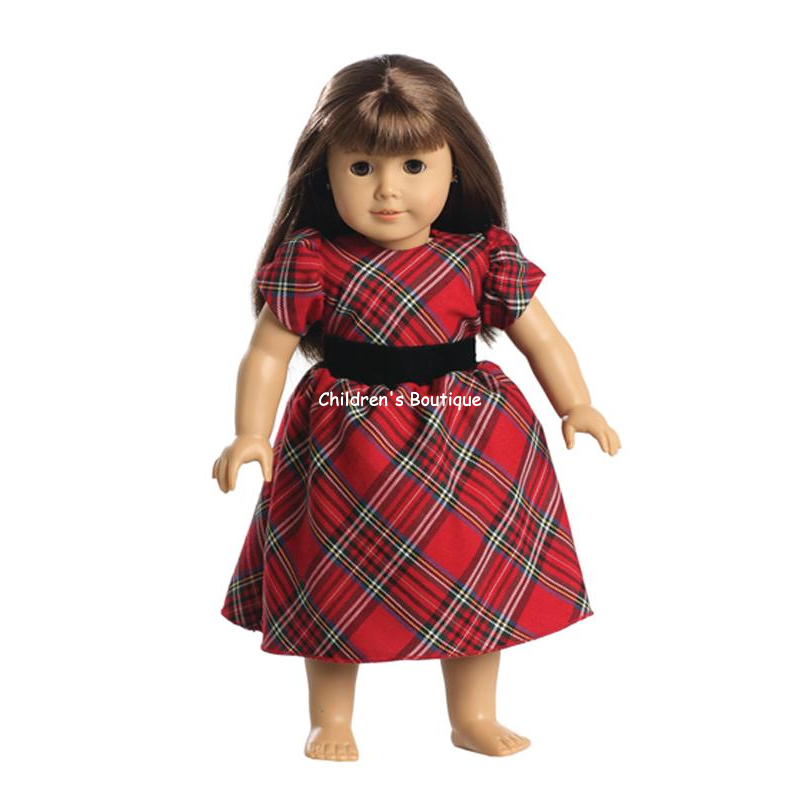 Classic Plaid Holiday Dress For 18" Doll