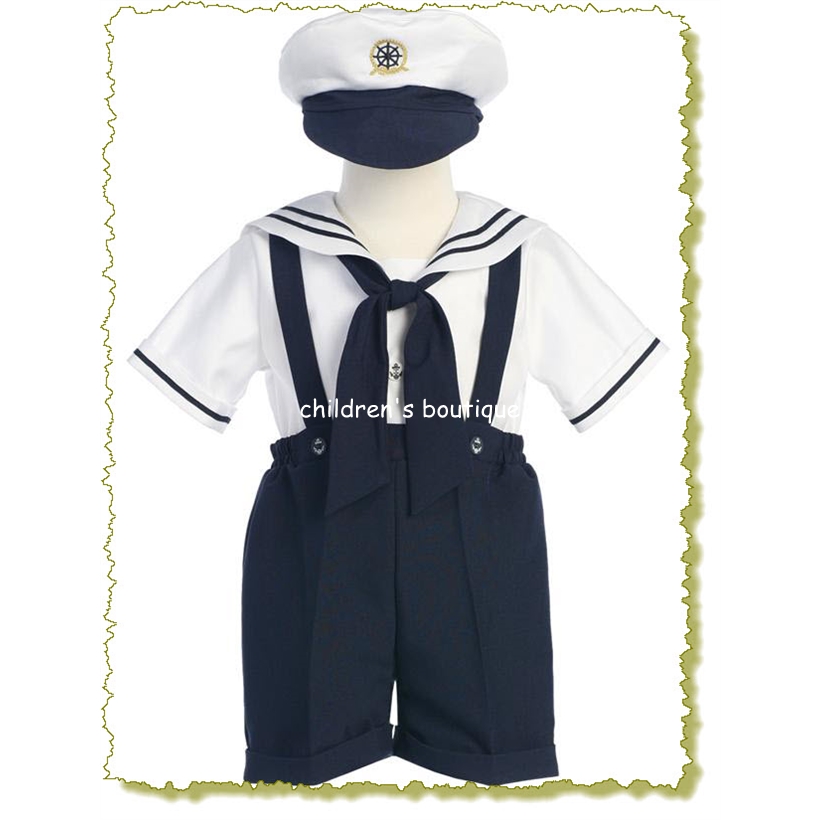Boys Sailor Suspender Shorts Outfit