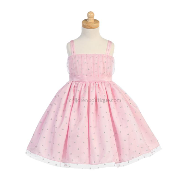 Girls Party Dress With Glittered Hearts