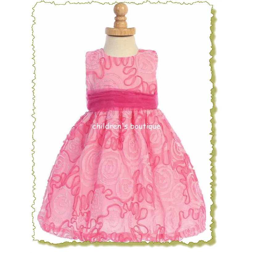 Fuchsia Tulle With Ribbon Infant Pary Dress