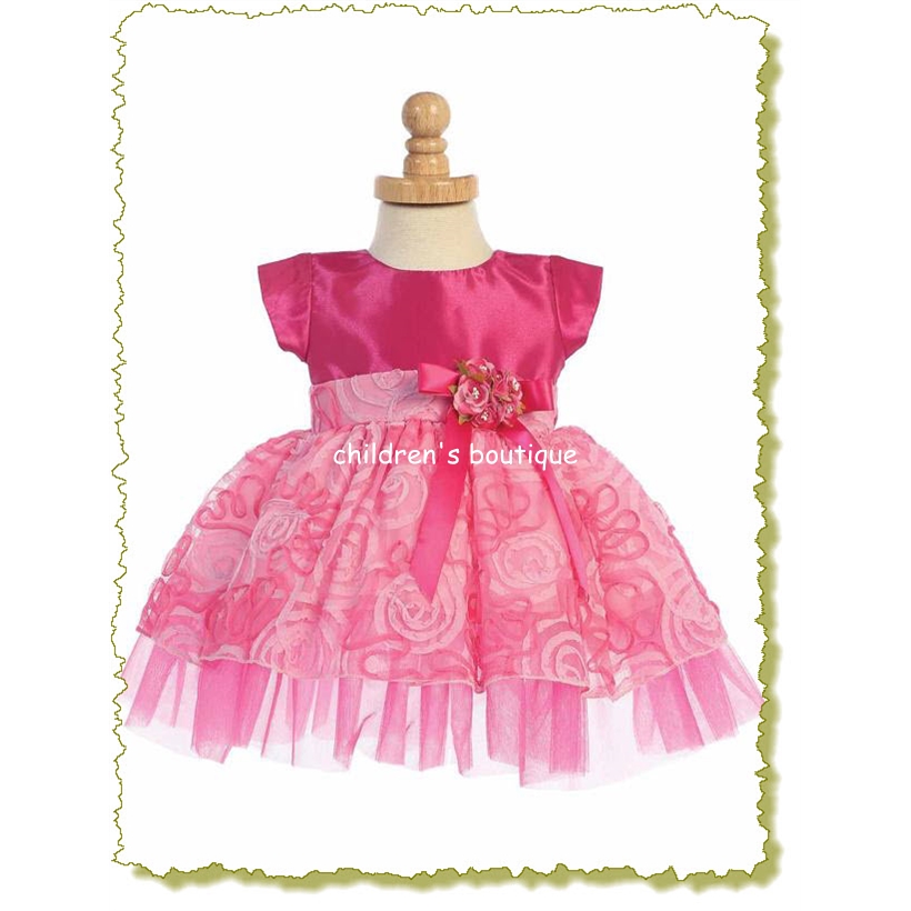 Fuchsia Tulle with Ribbon Baby Girl Dress
