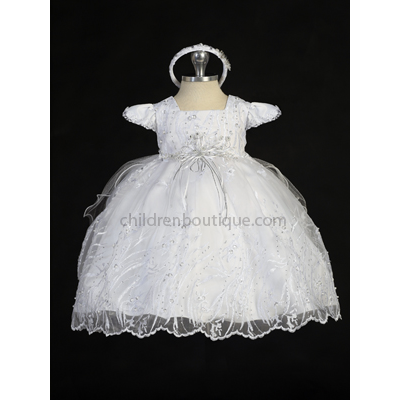 Beaded Organza Baptism Gown