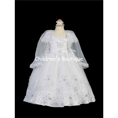 Organza Baptism Gown With Cape