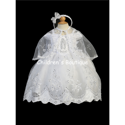 Embroidered Baptism Dress With Cape