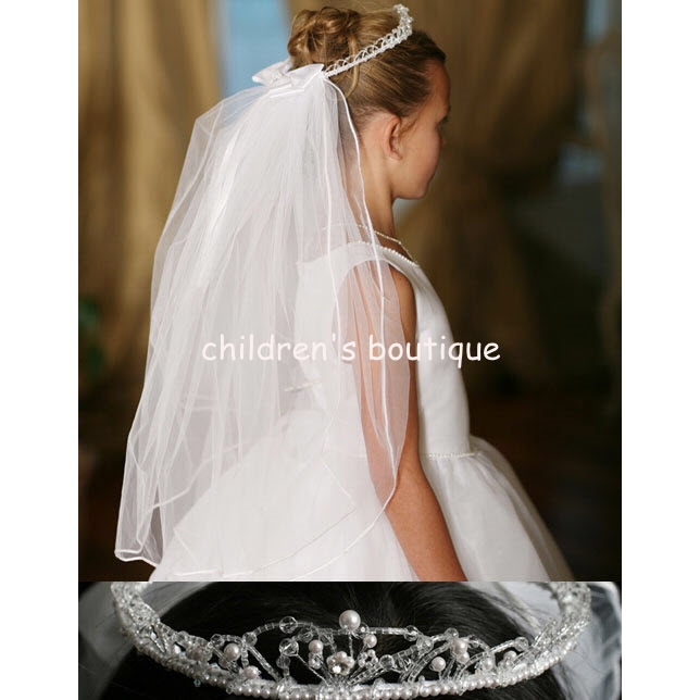 Communion Veil With Bead Crown