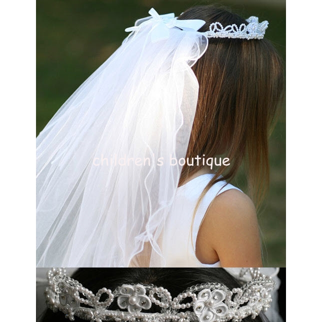Communion Veil With Lace Flowers