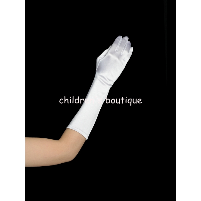 White Satin Elbow Length Glove
