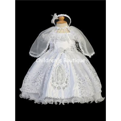 Ruffled Baptism Dress With Cape
